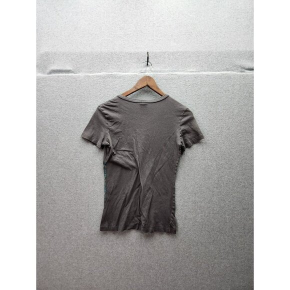 Fox Small Gray V-Neck Graphic T-Shirt Womens 100% Cotton Casual Short Sleeve - Picture 4 of 4